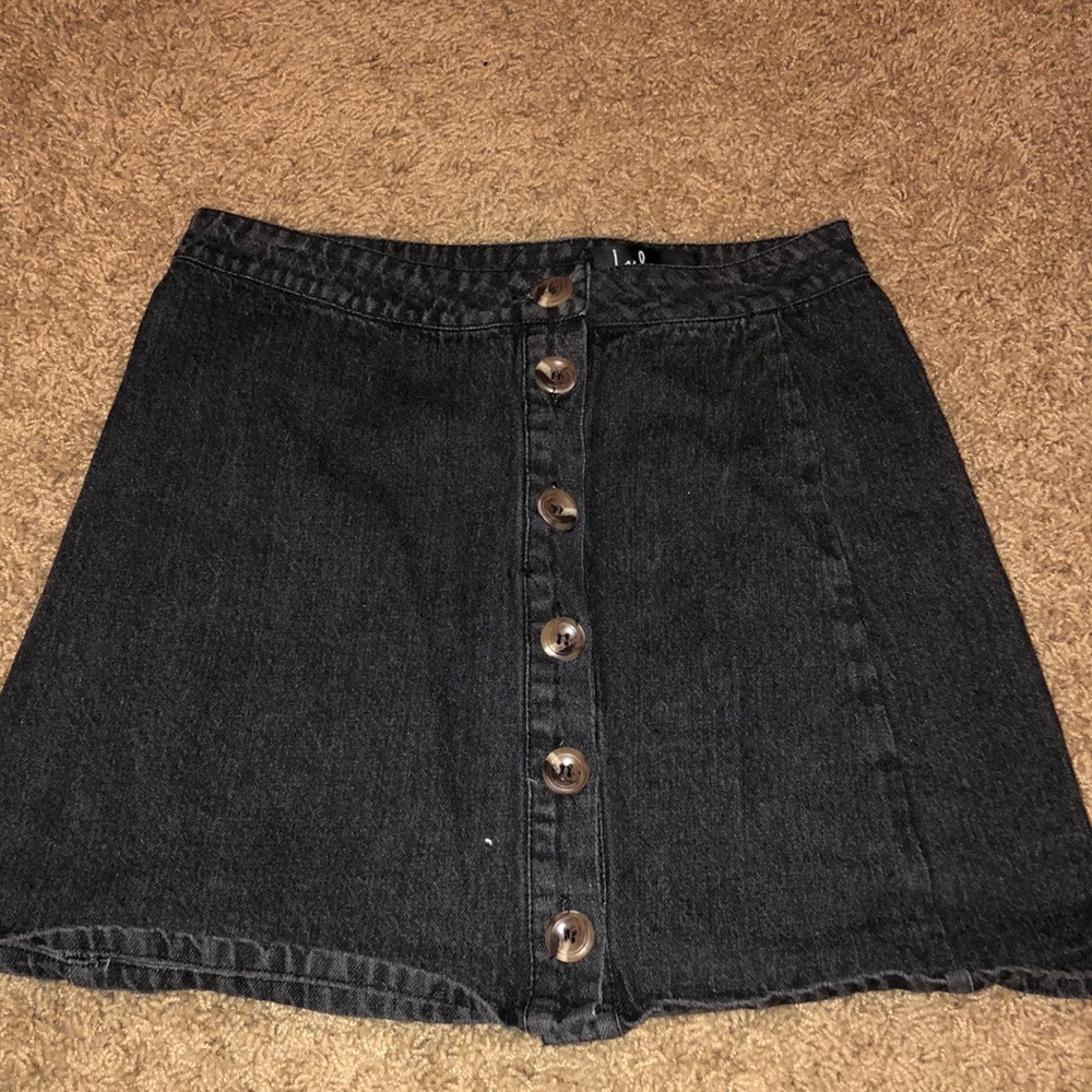 Lulus Black Button Skirt